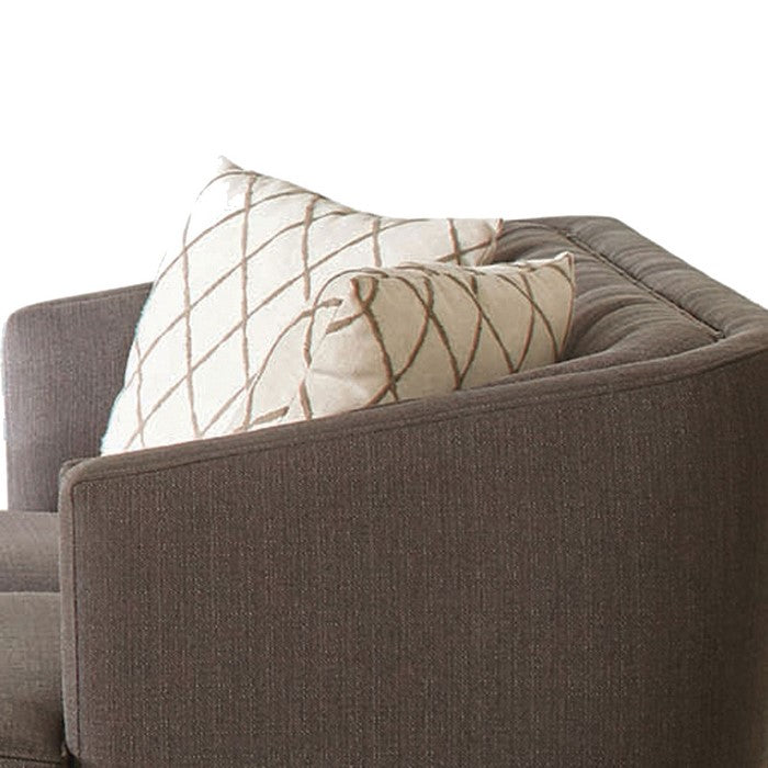 Fabric Upholstered Loveseat with Button Tufted Back and Accent Pillows,Gray