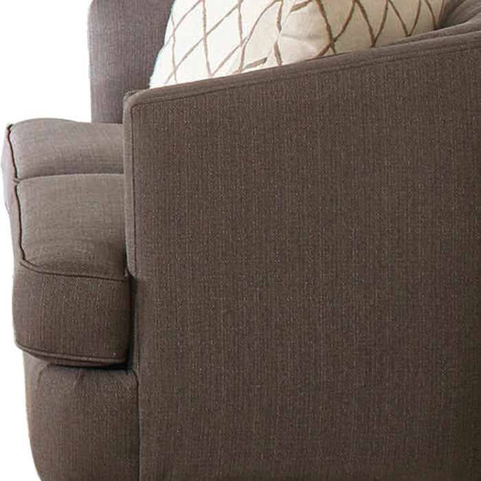 Fabric Upholstered Loveseat with Button Tufted Back and Accent Pillows,Gray