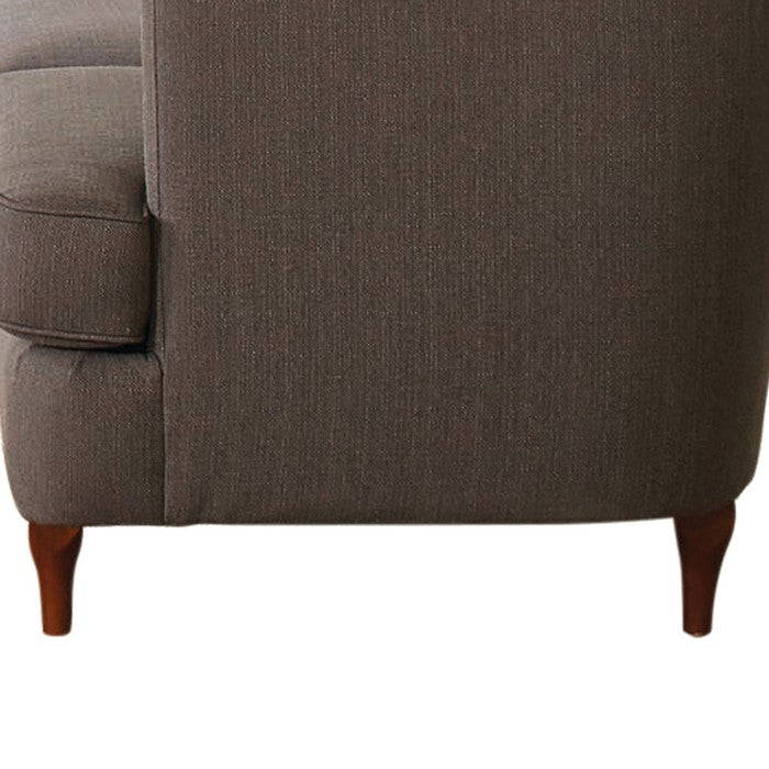 Fabric Upholstered Loveseat with Button Tufted Back and Accent Pillows,Gray