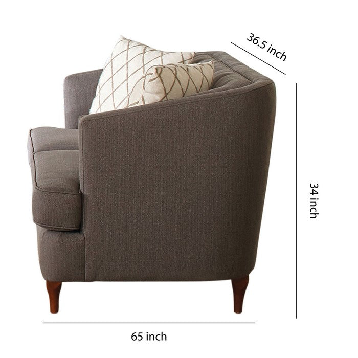 Fabric Upholstered Loveseat with Button Tufted Back and Accent Pillows,Gray
