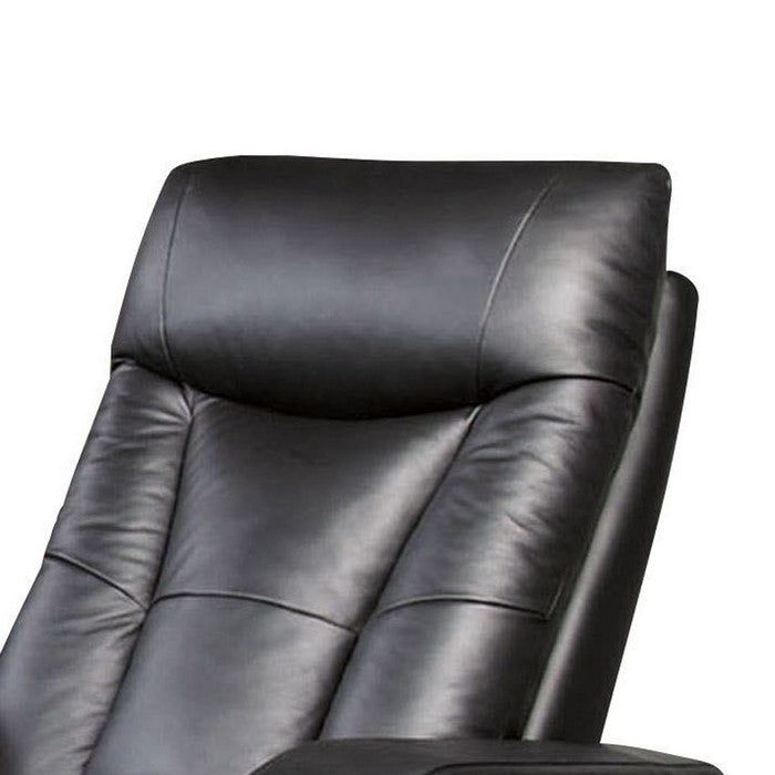 Contemporary Leatherette Manual Recliner with Cup Holder, Black