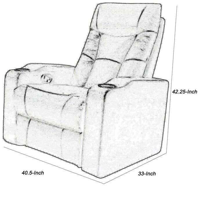 Contemporary Leatherette Manual Recliner with Cup Holder, Black