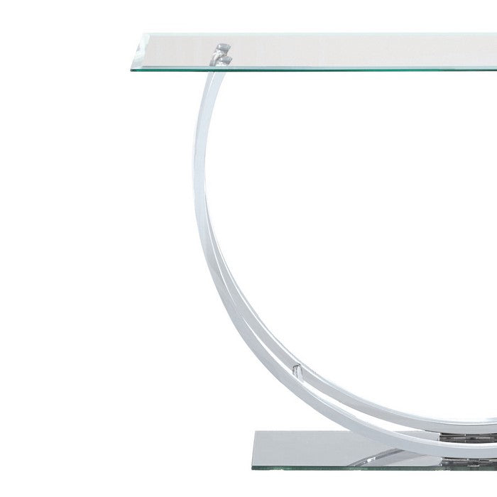 Contemporary U Shape Glass Tabletop Sofa Table, Silver