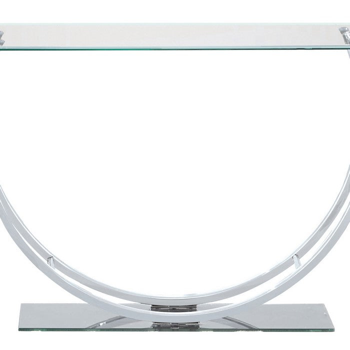 Contemporary U Shape Glass Tabletop Sofa Table, Silver