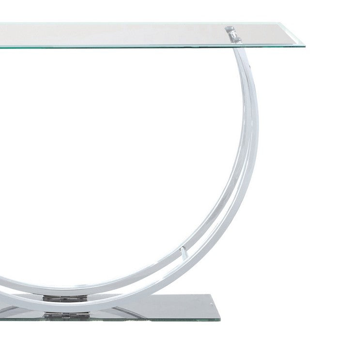 Contemporary U Shape Glass Tabletop Sofa Table, Silver