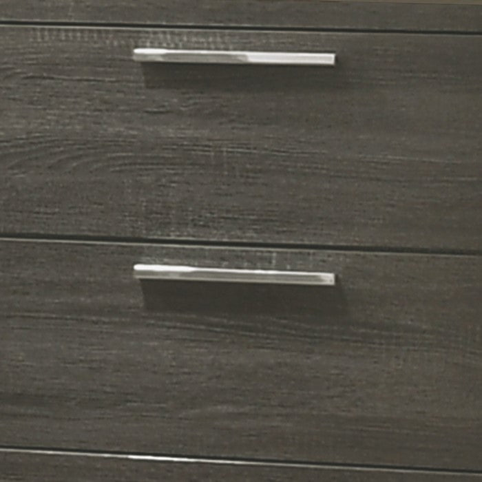 2 Drawer Wooden Nightstand with Bar Pulls and Panel Support, Gray
