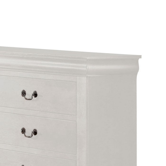 6 Drawer Wooden Dresser with Metal Hanging Pulls and Bracket Feet, White
