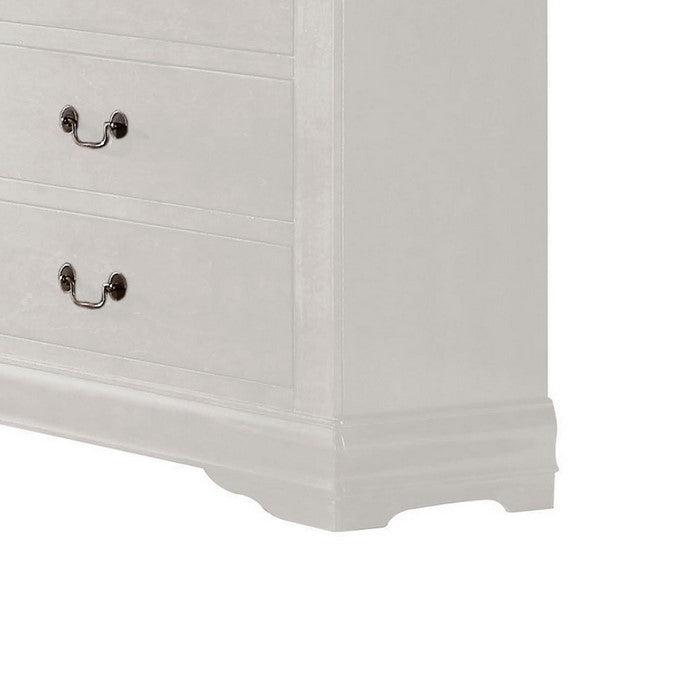 6 Drawer Wooden Dresser with Metal Hanging Pulls and Bracket Feet, White