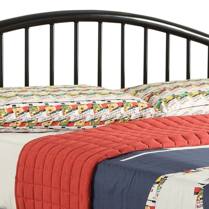 Industrial Style Metal Twin Bed with Slatted Headboard and Footboard, Black