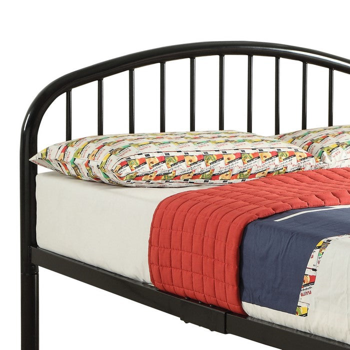 Industrial Style Metal Twin Bed with Slatted Headboard and Footboard, Black