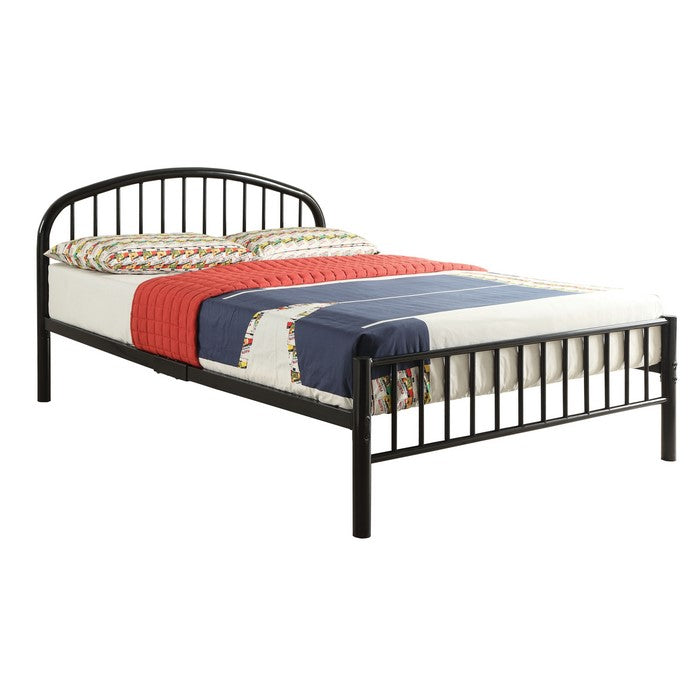 Industrial Style Metal Twin Bed with Slatted Headboard and Footboard, Black