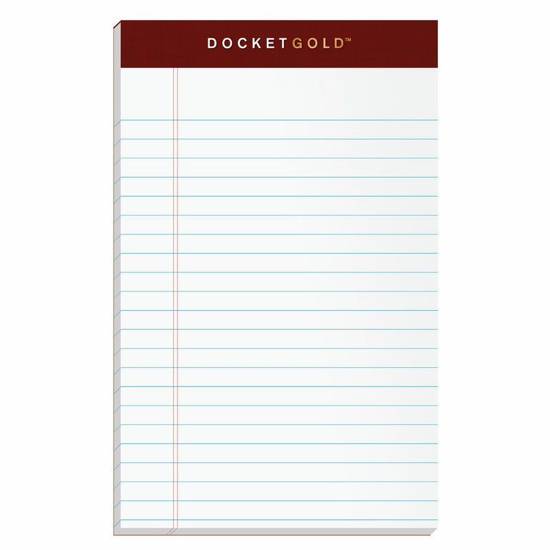 TOPS Docket Gold Writing Pads, 5" x 8", Jr. Legal Rule, White Paper, 50 Sheets, 12 Pack (63910)