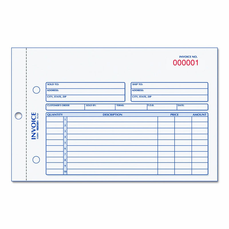 Rediform 7L721 Invoice Book, 5 1/2 x 7 7/8, Carbonless Duplicate, 50 Sets/Book