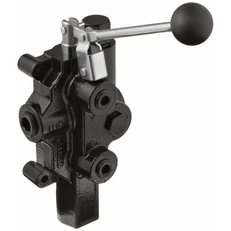 Prince RD-2575-T4-ESA1 Directional Control Valve, Logsplitter, 4 Ways, 3 Positions, Spring Center To Neutral, Cast Iron, 3000 psi, Lever Handle, 20 gpm, In/Out: 3/4" NPTF, Work 1/2" NPTF
