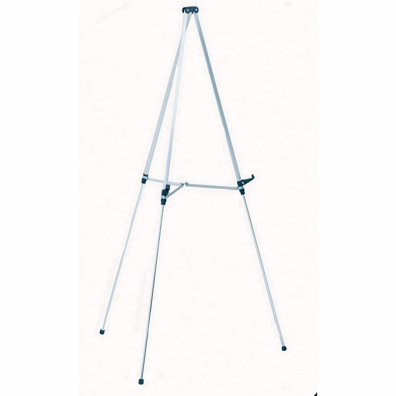 Quartet Easel, Aluminum, Lightweight, Telescoping, 66" Max. Height, Supports 25 lbs, Silver Finish (50E)