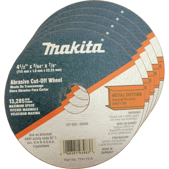Makita 724115-A-25 Cut Off Wheel, 25-Pack, 4-1/2-Inch