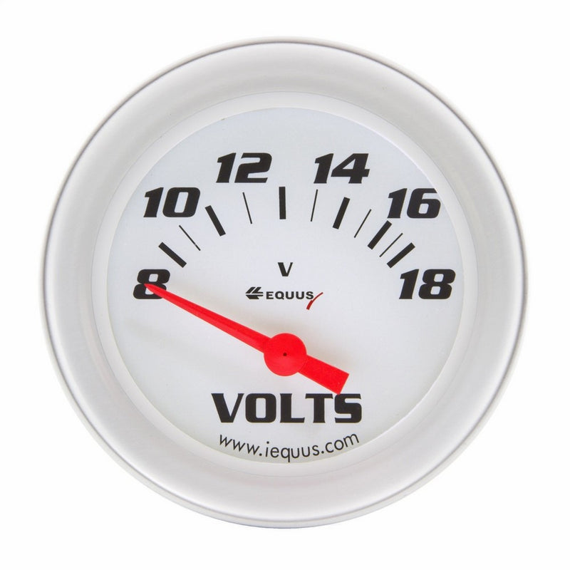 Equus 8268 2" Voltmeter, White with Aluminum Bezel