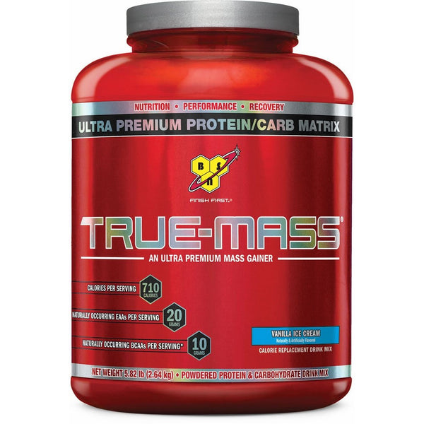 BSN TRUE-MASS Weight Gainer, Muscle Mass Gainer Protein Powder, Vanilla Ice Cream, 5.82 Pound