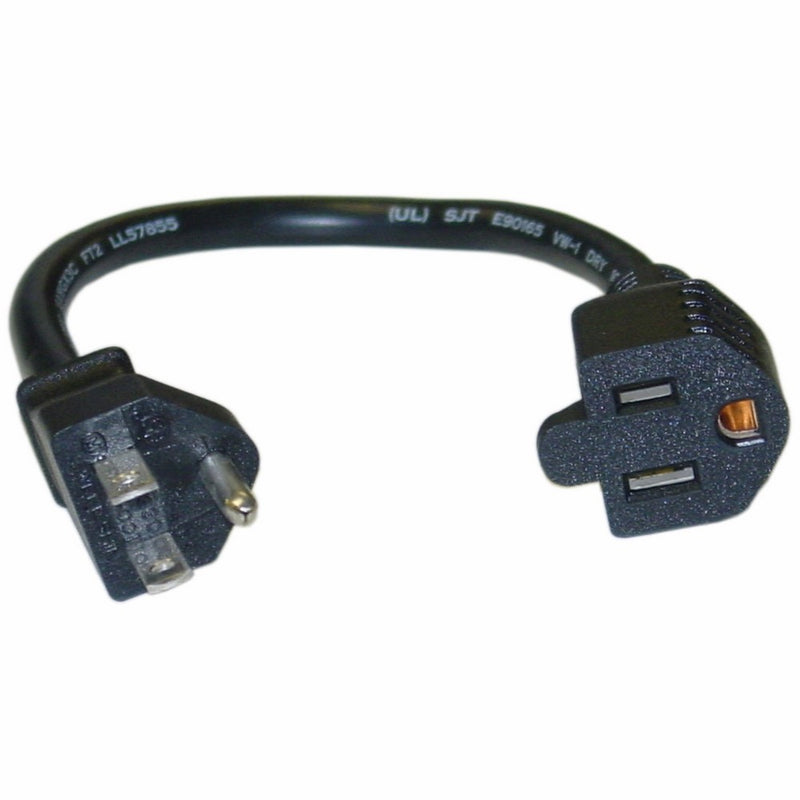 Power Extension Cord, Black, NEMA 5-15P to NEMA 5-15R, 10 Amp, 1 foot