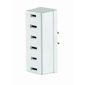 Leviton 63-W 15 Amp, 125 Volt, Polarized Triple Outlet Adapter, Non-Grounded, White