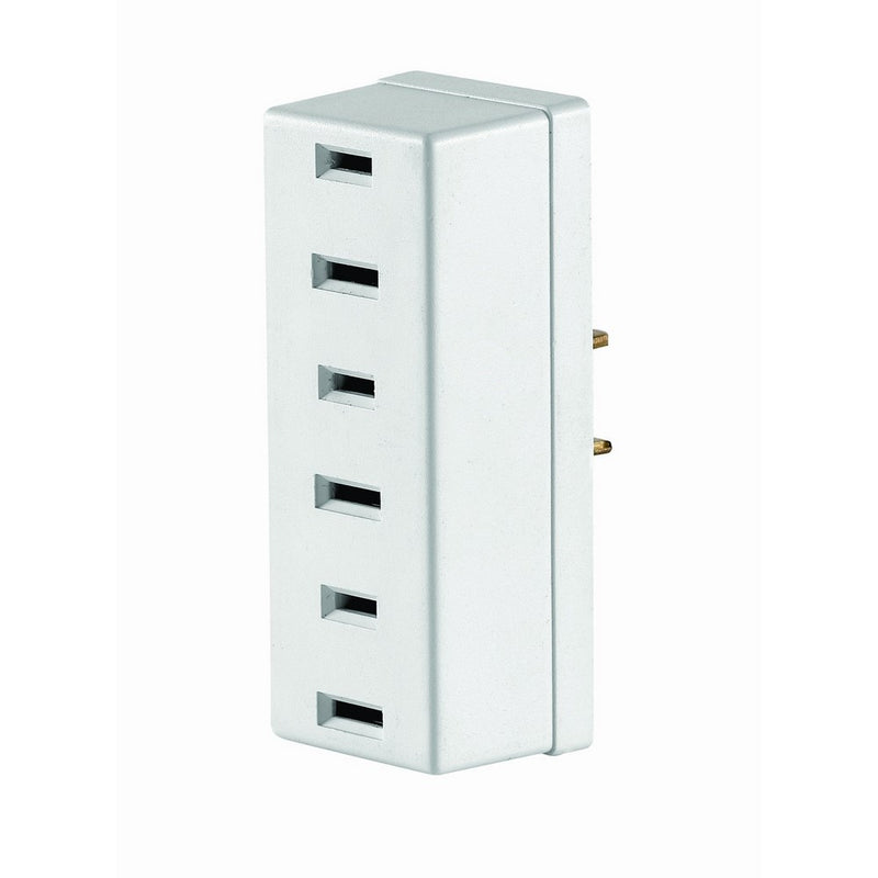 Leviton 63-W 15 Amp, 125 Volt, Polarized Triple Outlet Adapter, Non-Grounded, White
