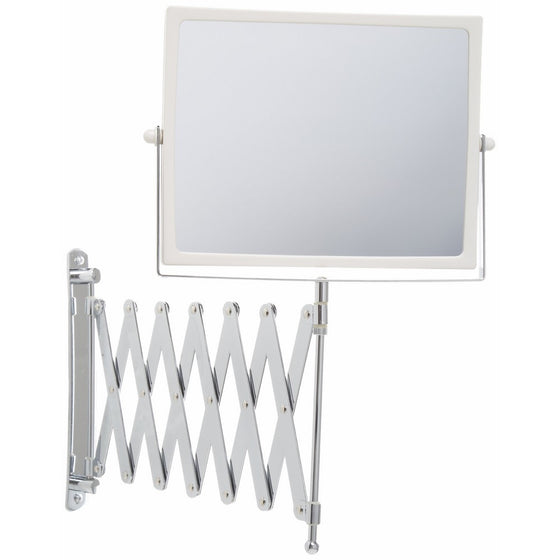 Jerdon J2020C 8.3-Inch Two-Sided Swivel Wall Mount Mirror with 5x Magnification, 30-Inch Extension, Chrome and White Finish