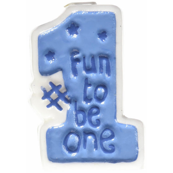 Amscan Fun to be One Party Boy's 1st Birthday Candle (1 count), Blue