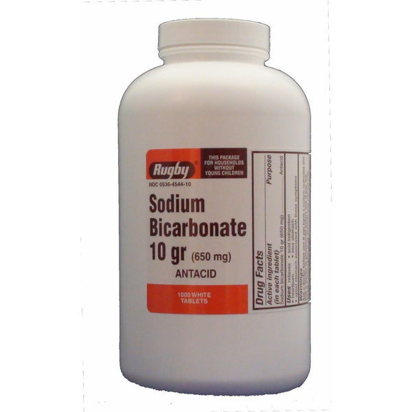 Rugby Sodium Bicarbonate 10 grains tablets relieve heartburn, antacid - 1000 ea