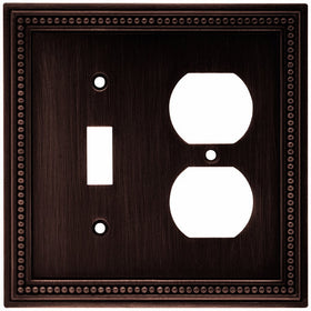 Brainerd 64406 Beaded Single Toggle Switch/Duplex Outlet Wall Plate/Switch Plate/Cover, Venetian Bronze