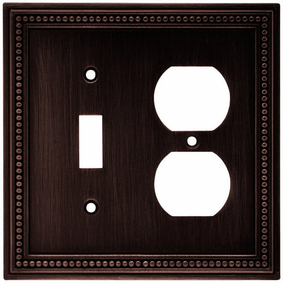 Brainerd 64406 Beaded Single Toggle Switch/Duplex Outlet Wall Plate/Switch Plate/Cover, Venetian Bronze