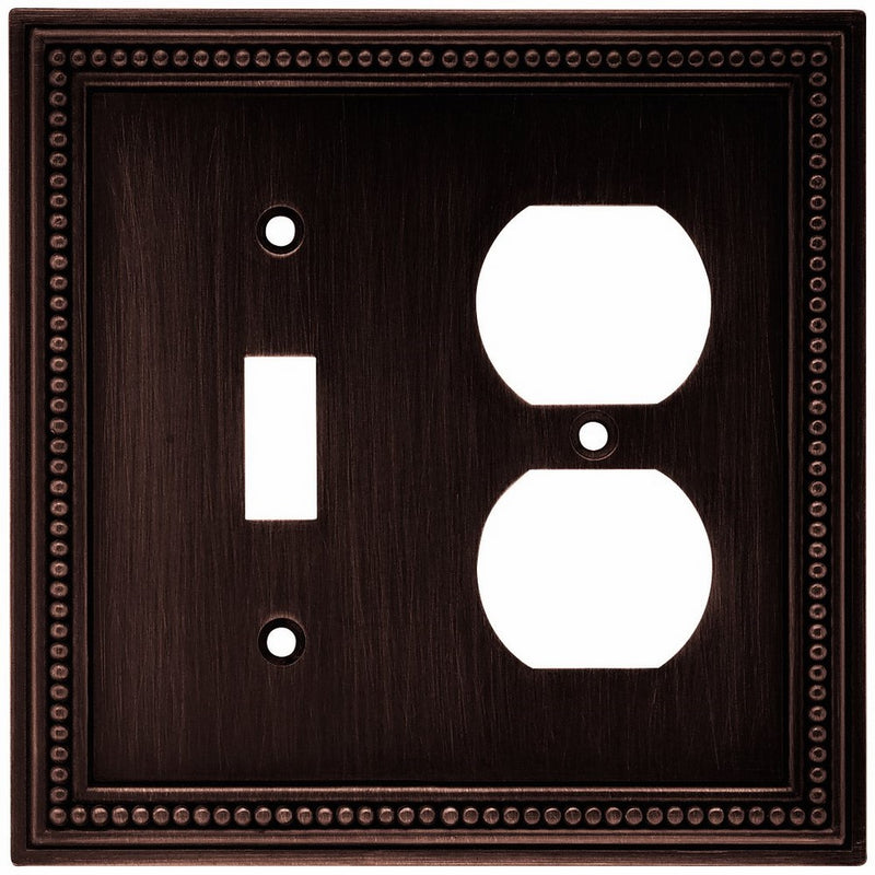 Brainerd 64406 Beaded Single Toggle Switch/Duplex Outlet Wall Plate/Switch Plate/Cover, Venetian Bronze