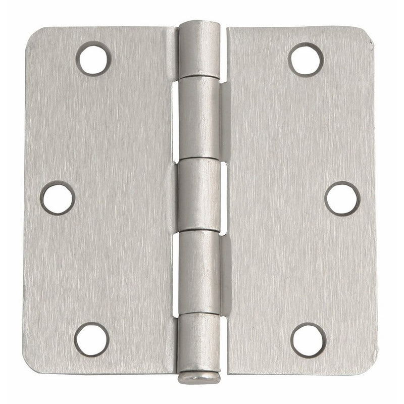 Design House 202457 6-Hole 1/4-Inch Radius Door Hinge, 3.5-Inch by 3.5-Inch, Satin Nickel Finish