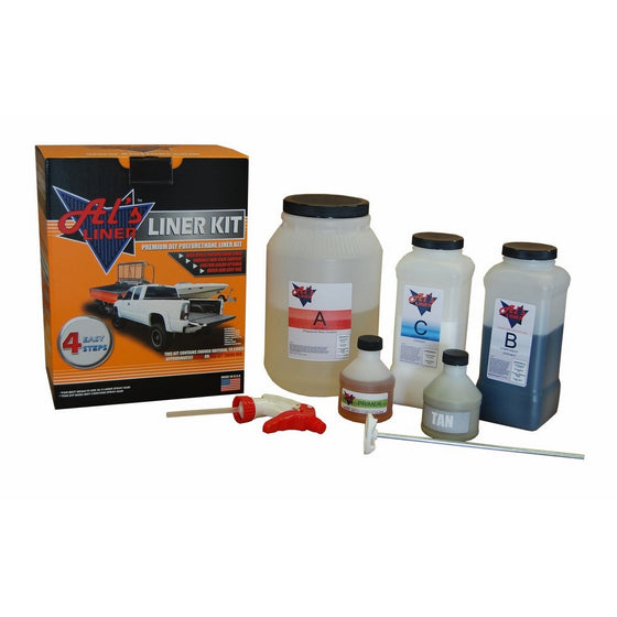 Al's Liner ALS-TAN Tan Premium DIY Polyurethane Spray-On Truck Bed Liner Kit, With FREE Adhesion Promoter and Small Mix Paddle, Great for Rocker Panels, Bed Rails, and Full Vehicle Sprays - 1 Gallon