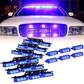 DT MOTO Blue 54x LED Volunteer Vehicle Dash Grill Deck Strobe Warning Lights - 1 set