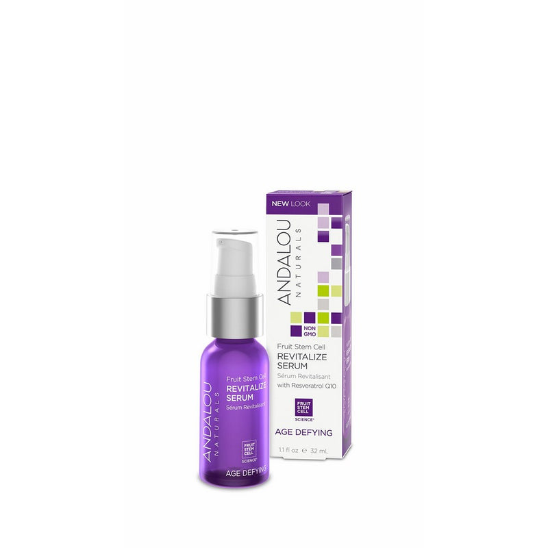 Andalou Naturals Fruit Stem Cell Revitalize Serum, 1.1 oz, For Dry Skin, Fine Lines & Wrinkles, Helps Skin Look Younger, Softer, Smoother