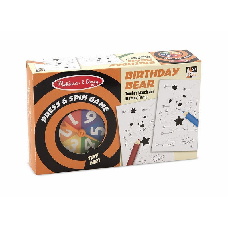 Melissa & Doug Press and Spin Birthday Bear Card Game - 4 Pictures, 4 Colored Pencils