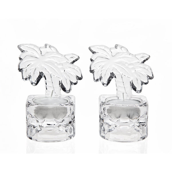 Studio Silversmiths Palm Tree Crystal Votive Candle Holders - Set OF 2