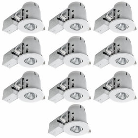 Globe Electric 4" Swivel Spotlight Recessed Lighting Kit Dimmable Downlight, Contractor's 10-Pack Round Trim, White Finish, Easy Install Push-N-Click Clips, 90540