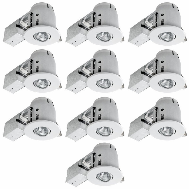 Globe Electric 4" Swivel Spotlight Recessed Lighting Kit Dimmable Downlight, Contractor's 10-Pack Round Trim, White Finish, Easy Install Push-N-Click Clips, 90540