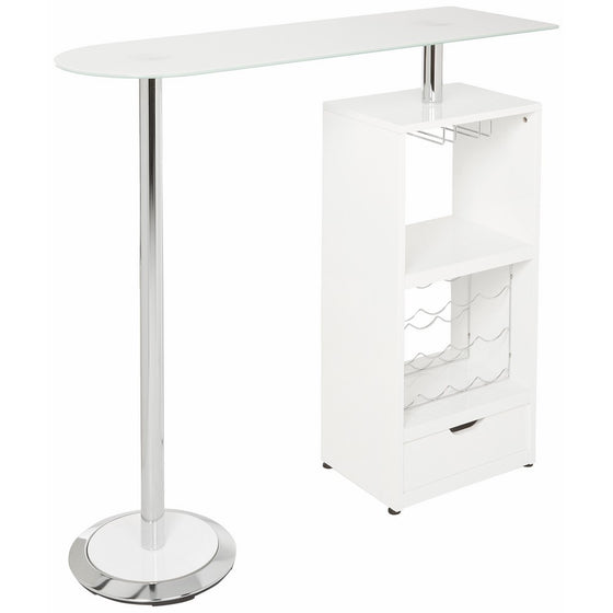 Coaster Contemporary Sturdy Tempered Frosted Glass Top White Bar Table