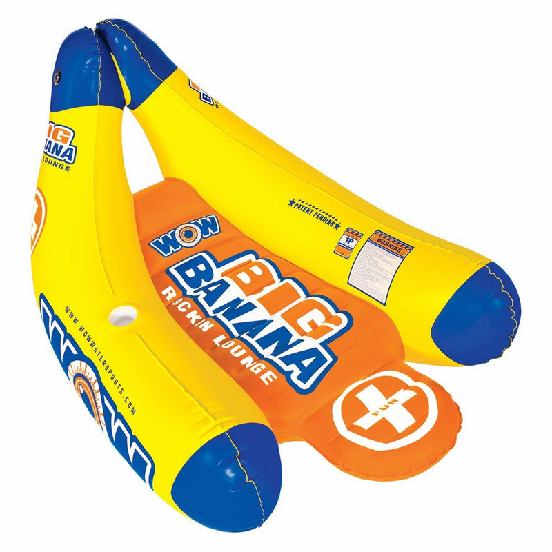 WOW World of Watersports 13-2020, Big Banana Inflatable Lounge, 1 Person, 2 Cup Holders
