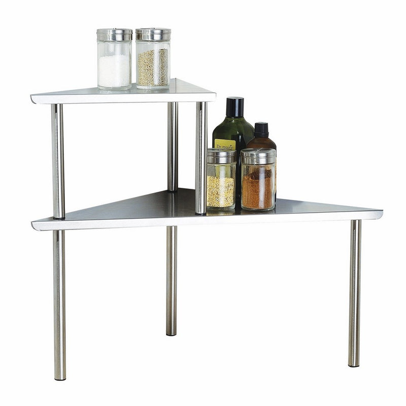 Cook N Home 2-Tier Stainless Steel Corner Storage Shelf Organizer, Triangle