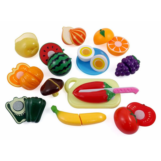 Liberty Imports Realistic Kitchen Fruits Vegetables Play Food Cutting Set For Kids