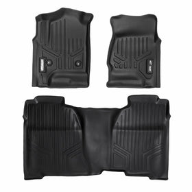 MAXFLOORMAT SMARTCOVERAGE Premium Floor Mats 2 Row Set Black for 2014-2018 Silverado/Sierra 1500 Crew Cab - 2015-2018 2500/3500 HD Crew Cab