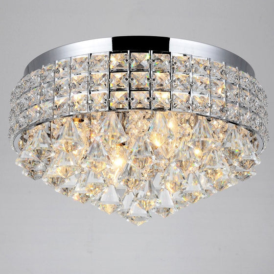 Antonia Ornate Crystal Flush Mount Chandelier in Chrome