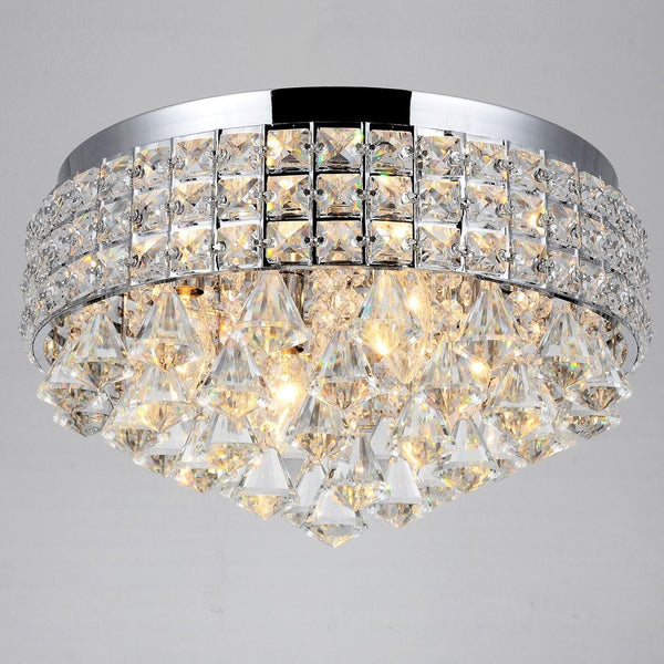 Antonia Ornate Crystal Flush Mount Chandelier in Chrome