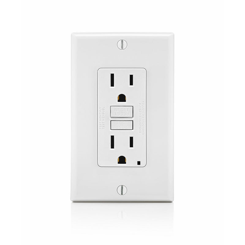 Leviton GFNT1-W Self-test SmartlockPro Slim GFCI Non-Tamper-Resistant Receptacle with LED Indicator, 15-Amp, White