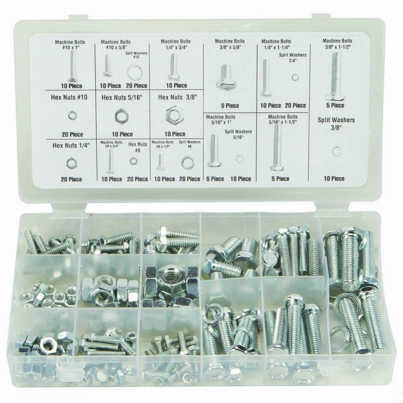 240 Pc Piece Sae Standard Size Nut And Bolt Screw Assortment Hardware Kit