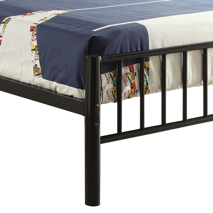 Industrial Style Metal Twin Bed with Slatted Headboard and Footboard, Black