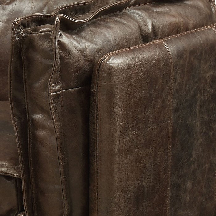 Leatherette Upholstered Chair with Track Arms and Metal Legs, Brown